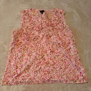 Talbots Petites Floral Sleeveless Blouse Women's 12P Pink Lightweight Top